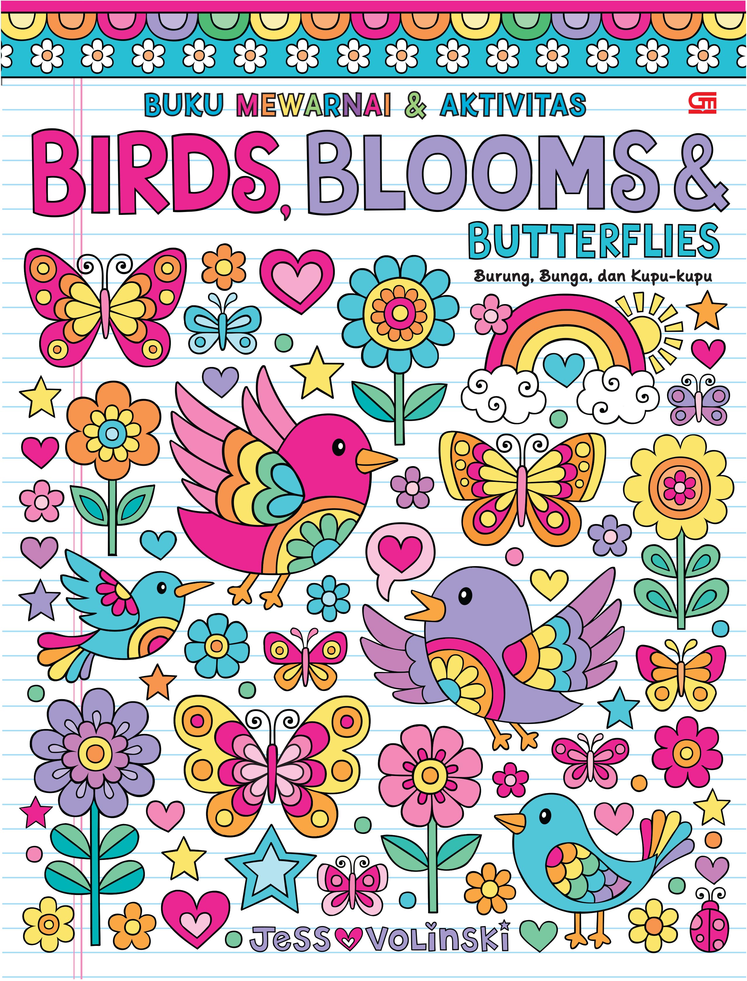 Buku Mewarnai dan Aktivitas: Burung, Bunga, dan Kupu-kupu